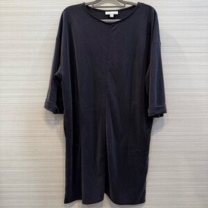 PureJill Sand Washed Indigo 3/4 Sleeve Modal Shift Dress size Medium